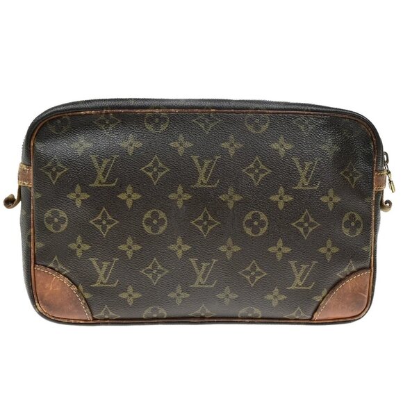 LOUIS VUITTON Compiegne 28 Clutch Hand Bag Monogram Leather Brown M51845 02YH074 - Picture 12 of 16